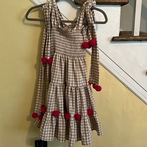 NWT gingham and pom-pom sundress XS/S